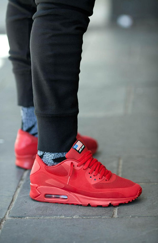 air max 90 red on feet