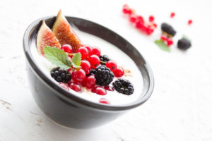 Greek Yogurt in Bowl With Fruit